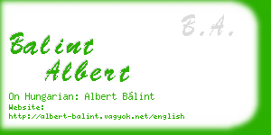 balint albert business card